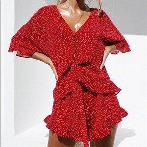 Sabo Skirt Red Polka Dot Playsuit